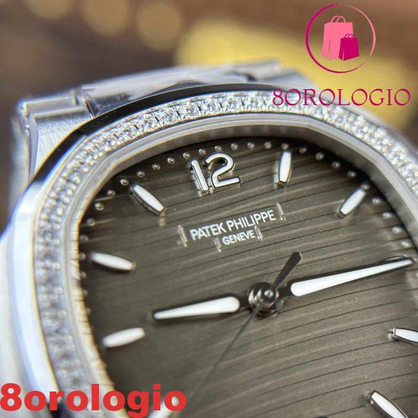 Patek Philippe Nautilus 7118/1200A-011 Replica Quadrante Grigio Lunetta con Diamanti Super Clone 35.2mm Orologio - immagine 5