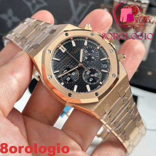 Audemars Piguet Royal Oak 26240OR Chronograph Oro Rosa Quadrante Nero 1:1 Migliore Replica APSF 41mm Orologio - immagine 9