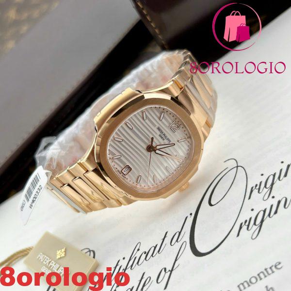 Replica migliore Patek Philippe Nautilus 7118/1R-001 quadrante bianco oro rosa 18K 35,2mm Orologio - immagine 5