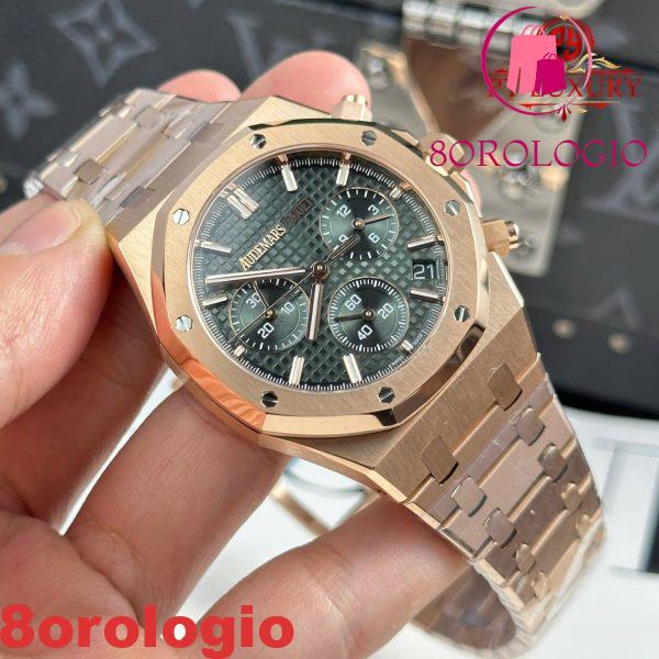 Audemars Piguet Royal Oak 26240OR Chronograph Oro Rosa Quadrante Verde 1:1 Miglior Replica APSF 41mm Orologio - immagine 9