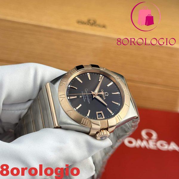 Omega Constellation Co-Axial Due Tono Oro Rosa Quadrante Marrone Replica Migliore 38mm Orologio - immagine 6