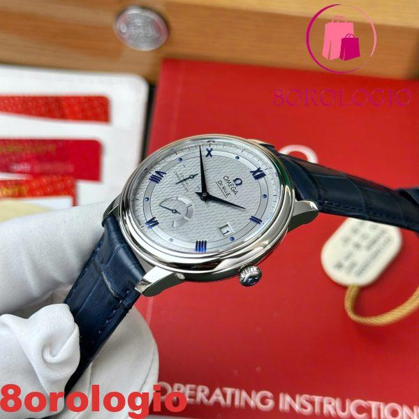 Omega De Ville Prestige Power Reserve Quadrante Grigio Cinturino in Pelle Blu Replica Migliore 39.5mm Orologio - immagine 10