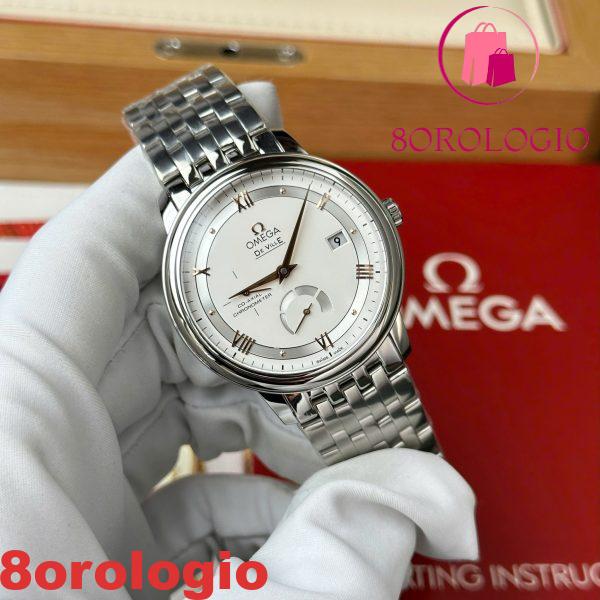 Omega De Ville Prestige Power Reserve Quadrante Argento Bracciale in Acciaio Miglior Replica 39.5mm Orologio - immagine 11
