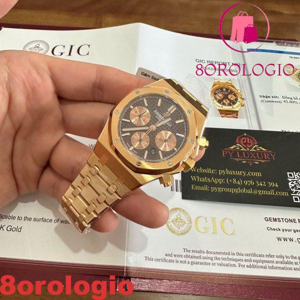 Audemars Piguet Royal Oak 26331OR Replica Cronografo Quadrante Marrone Placcato Oro 18K 41mm Orologio - immagine 8