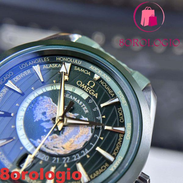 Omega Seamaster Aqua Terra GMT Worldtimer Quadrante Verde Replica Migliore VSF 43mm Orologio - immagine 6