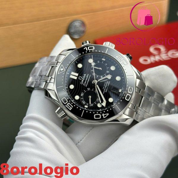Omega Seamaster Diver 300M Chronograph Quadrante Nero Replica N1 Factory 44mm Orologio - immagine 7