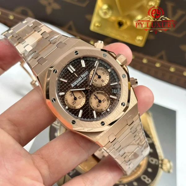 Audemars Piguet Royal Oak Chronograph 26239OR Oro Rosa Quadrante Marrone 1:1 Migliore Replica APSF 41mm Orologio - immagine 9