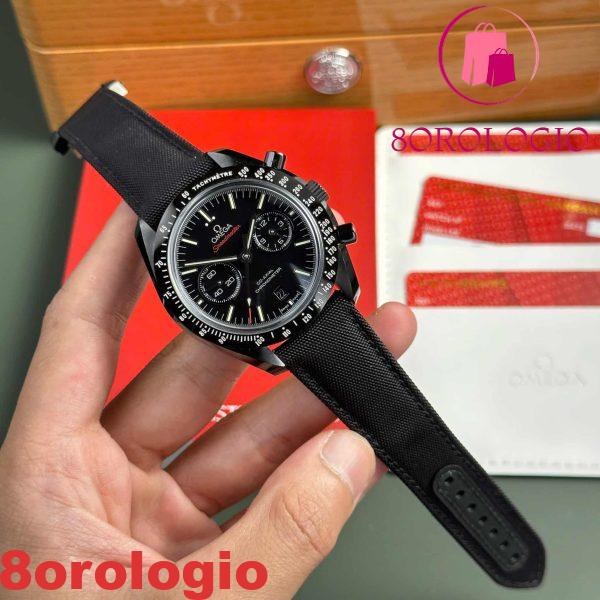 Replica Omega Speedmaster Moonwatch Dark Side of the Moon in ceramica nera con cinturino in tela 44mm Orologio - immagine 6