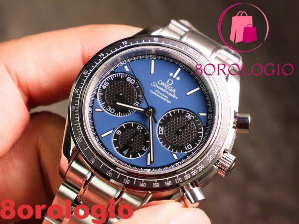 Replica Omega Speedmaster Racing Co-Axial Chronometer Chronograph 40mm Quadrante Blu Orologio - immagine 8