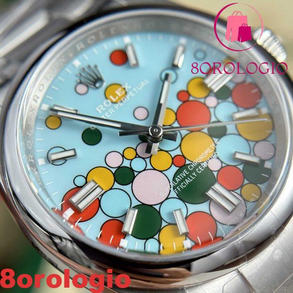 Rolex Oyster Perpetual 124300 Quadrante Turchese Motivo Celebration Migliore Replica Clean Factory 41mm Orologio - immagine 7
