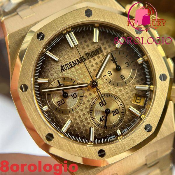 Audemars Piguet Royal Oak Chronograph 26240BA Oro Giallo Quadrante Champagne Fumé 1:1 Super Clone Replica APSF 41mm Orologio - immagine 8