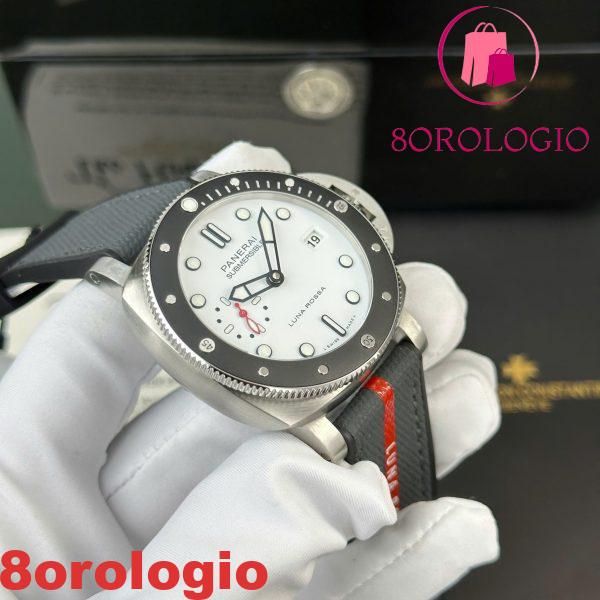 Panerai Submersible Luna Rossa PAM01579 Quadrante Bianco Cinturino in Pelle Migliore Replica VSF 42mm Orologio - immagine 6
