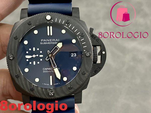 Panerai Submersible Quarantaquattro Carbotech Blu Abisso PAM1232 Quadrante Blu Cinturino in Gomma Replica VSF 44mm Migliore Orologio - immagine 5