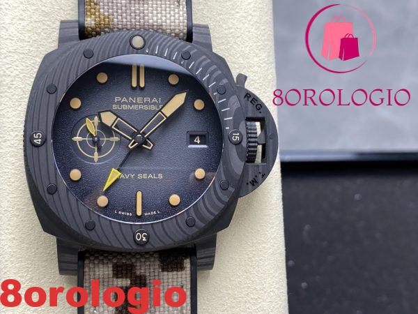 Panerai Submersible QuarantaQuattro GMT Navy SEALs Carbotech PAM1513 Quadrante Nero 1:1 Migliore Replica VSF 44mm Orologio - immagine 6