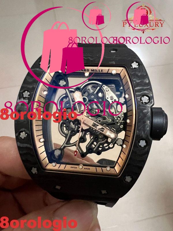 Replica su misura 1:1 Richard Mille RM055 Edizione Asia Bubba Watson squisita in fibra di carbonio NTPT movimento modificato non regolatore 42.7mm Orologio - immagine 12