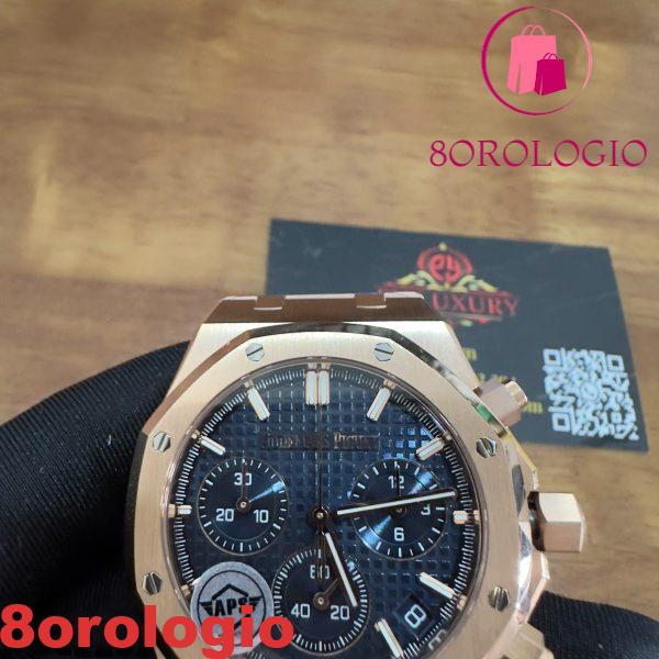 Audemars Piguet Royal Oak Chronograph 26240OR Oro Rosa Quadrante Blu Replica 1:1 Super Clone APSF 41mm Orologio - immagine 9