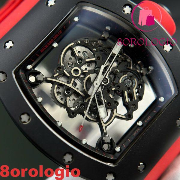 Replica Richard Mille RM055 Bubba Watson Ceramica Nera Cinturino in Gomma Rossa BBR V3 42.7mm Orologio - immagine 6