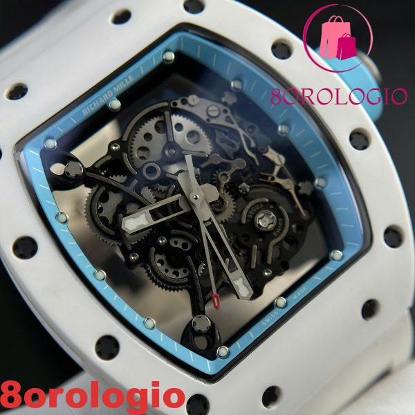 Richard Mille RM055 Ceramica Bianca Bubba Watson Asia Blue Miglior Replica BBR V3 42.7mm Orologio - immagine 7