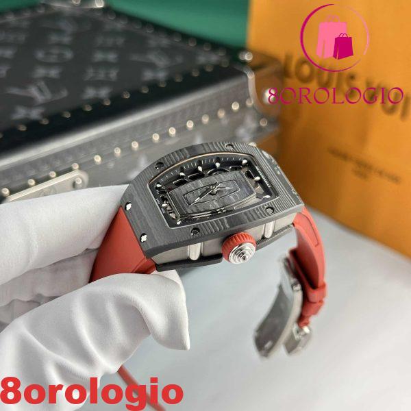 Replica di Alta Qualità Richard Mille RM07-01 Carbonio Nero Cinturino Rosso 45.32 x 32.3mm Orologio - immagine 5