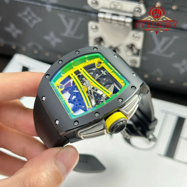 Richard Mille RM61-01 Yohan Blake 'Green' Ceramica Nera Cinturino in Gomma Replica ZF 42.7mm X 50.23mm Orologio - immagine 9