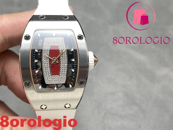 Richard Mille RM07-01 Oro Bianco Labbra Rosse Cinturino in Gomma Bianca Replica 1:1 BBAF 45.32 X 32.3mm Orologio - immagine 5