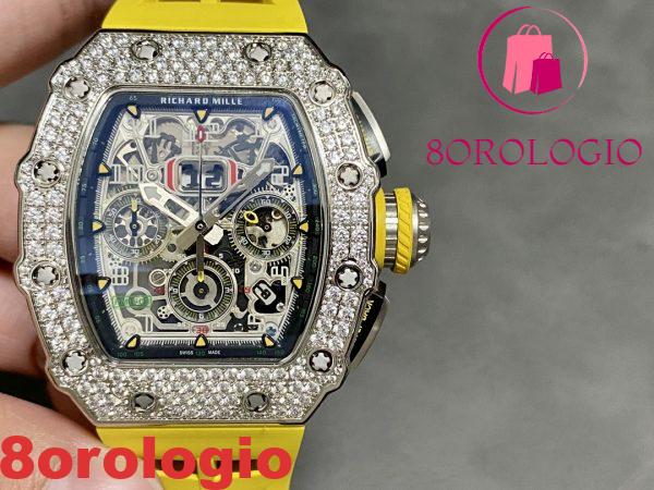 Richard Mille RM11-03 Flyback Chronograph Iced Out con Pietre CZ Miglior Replica KVF 49.94×44.5mm Orologio - immagine 5