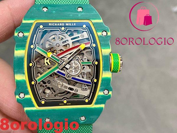 Richard Mille Wayde Van Niekerk RM67-02 Green Carbon Replica 1:1 Automatic Extra Flat 47.52 X 38.7mm Orologio - immagine 5
