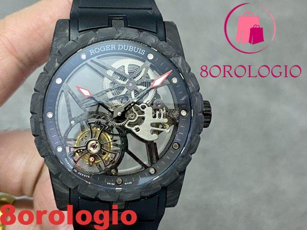 Roger Dubuis Excalibur Monotourbillon DBEX0577 Fibra di Carbonio Nera Replica BBR 1:1 42mm Orologio - immagine 5