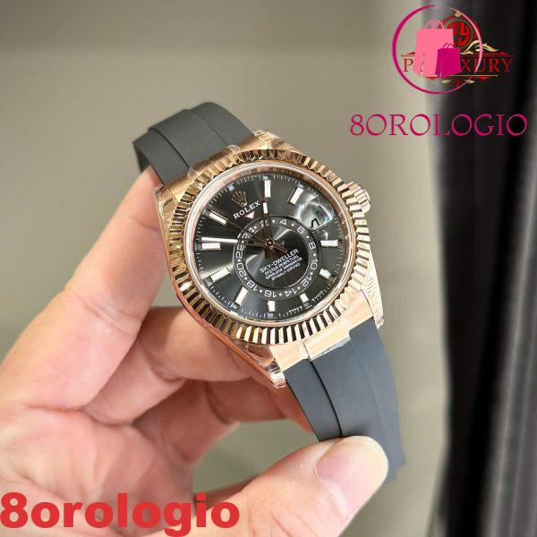 Rolex Sky-Dweller 326235 Oro Rosa Quadrante Grigio Ardesia Cinturino in Gomma Replica 42mm Orologio - immagine 5