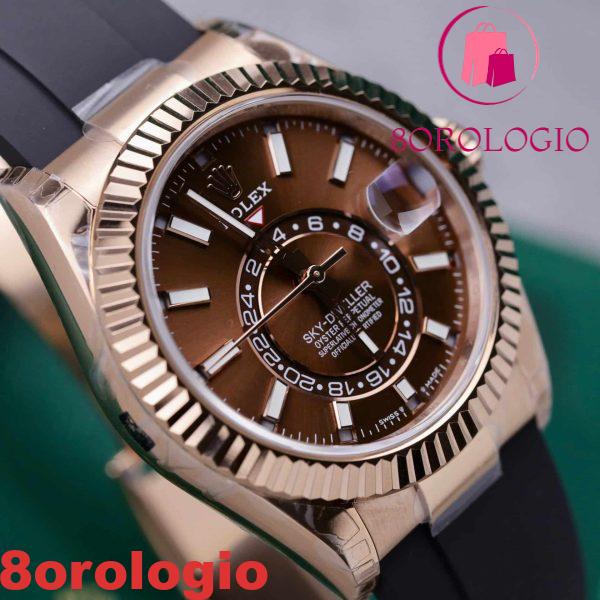 Rolex Sky-Dweller 326934 Oro Rosa Quadrante Cioccolato Cinturino in Gomma Migliore Replica 42mm Orologio - immagine 6