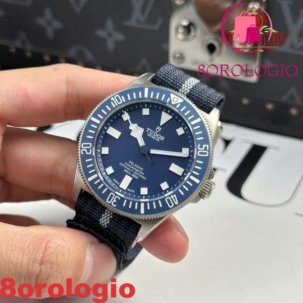 Tudor Pelagos FXD Titanium M25707b/25-0001 Quadrante Blu Cinturino in Tessuto Blu Navy Replica 1:1 42mm Orologio - immagine 5