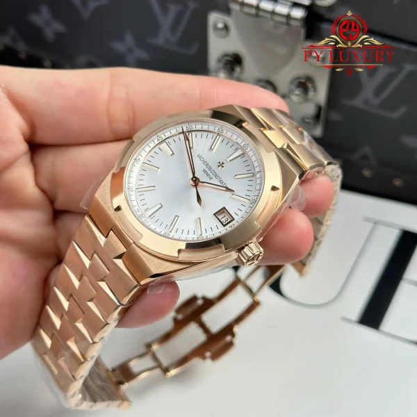 Vacheron Constantin Overseas 4500V Oro Rosa Quadrante Argento 1:1 Migliore Replica 41mm Orologio - immagine 6