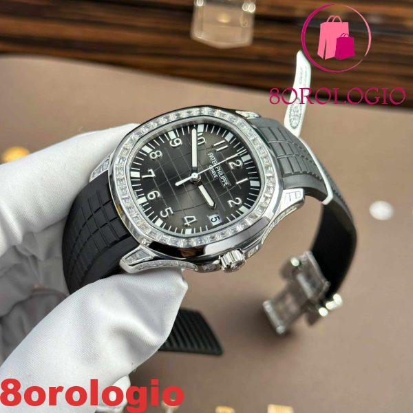 Replica Patek Philippe Aquanaut 5167A Quadrante Nero Custom Baguette Moissanite Modificato Max Options Super Clone 40mm Orologio - immagine 10