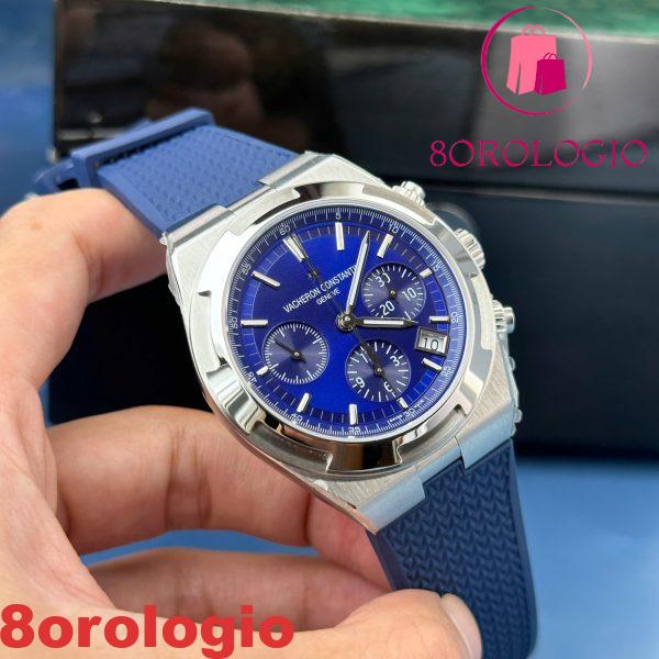 Vacheron Constantin Overseas 5500V Chronograph Quadrante Blu Cinturino in Gomma Replica 8F 42,5mm Orologio - immagine 5