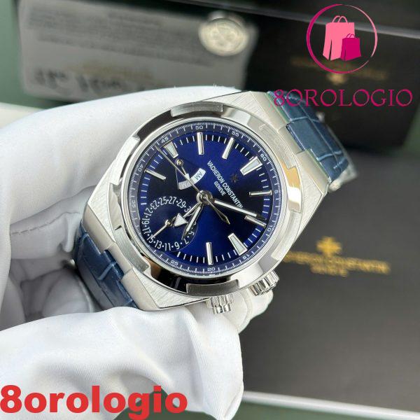 Vacheron Constantin Overseas Dual Time 7900V/110A-B334 Quadrante Blu Cinturino in Pelle Replica Svizzera PZF 41mm Orologio - immagine 5