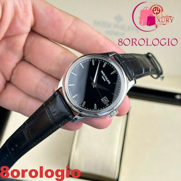 Patek Philippe Calatrava 5227G-010 Quadrante Nero Cinturino in Pelle Migliore Replica 3KF 39mm Orologio - immagine 8