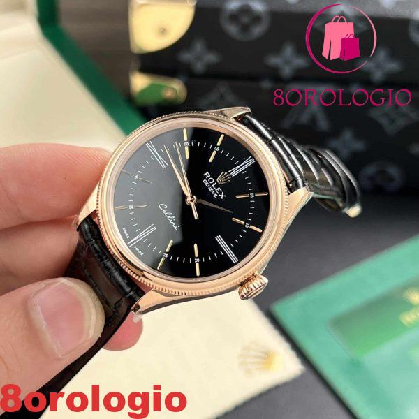 Rolex Cellini Time 50505 Oro Rosa Quadrante Nero Replica Migliore 39mm Orologio - immagine 5
