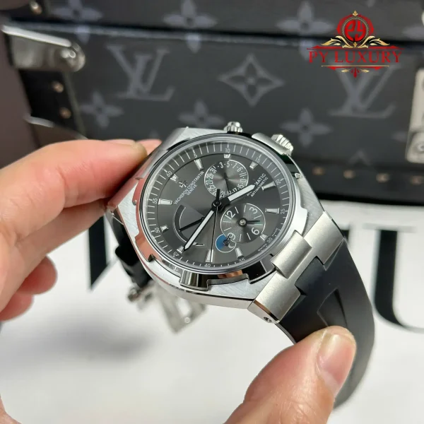 Vacheron Constantin Overseas Dual Time 47450/000W-9511 quadrante grigio cinturino in gomma replica miglior edizione 42mm Orologio - immagine 5