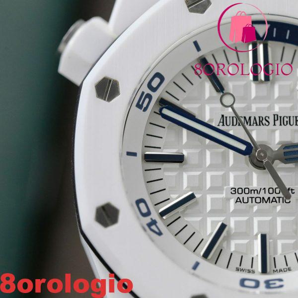 Audemars Piguet Royal Oak Offshore Diver 15707CB Quadrante Bianco Ceramica Bianca Gomma Migliore Replica APSF 42mm Orologio - immagine 9
