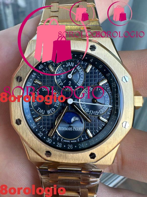 Audemars Piguet Royal Oak Calendario Perpetuo 26574BA Quadrante Blu Oro Giallo 18K Migliore Replica 41mm Orologio - immagine 11