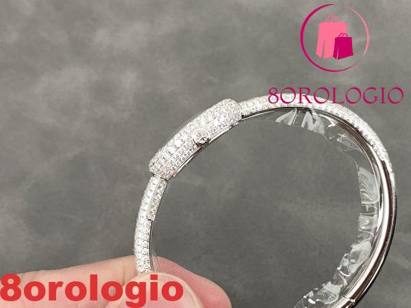 Cartier Baignoire HPI01607 Modello Mini Quadrante Argento Iced Out Moissanite Migliore Replica (Misura Polso 15, 16, 17cm) Orologio - immagine 6