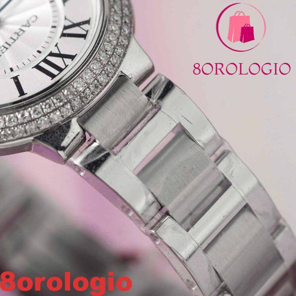 Cartier Ballon Bleu WE902065 Quadrante Bianco Ghiera con Diamanti Naturali su Misura Migliore Replica 33mm Orologio - immagine 7