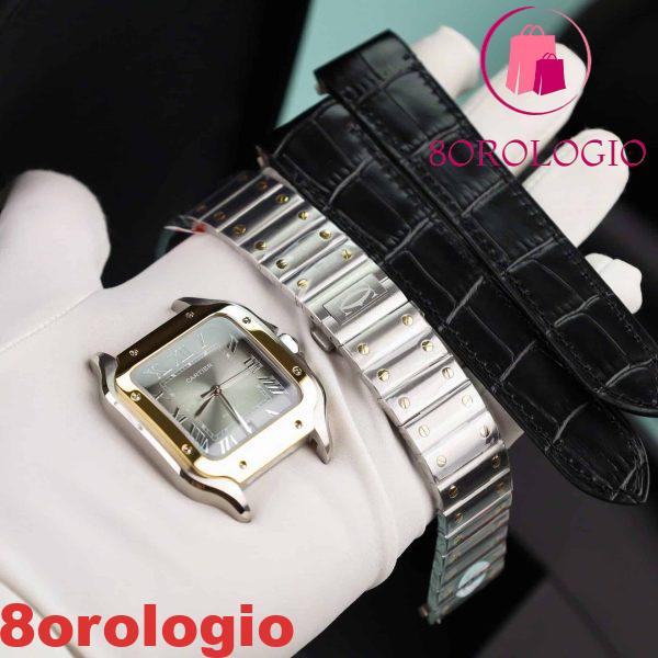 Cartier Santos De Cartier CRW2SA0030 Modello Grande Due Toni Quadrante Grigio Miglior Replica BVF 39.8mm Orologio - immagine 10