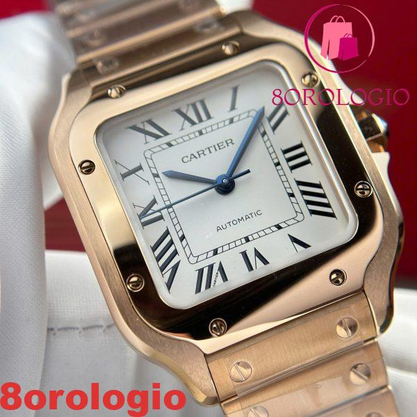 Cartier Santos De Cartier Oro Rosa Quadrante Bianco Modello Medio Miglior Replica BVF 35.1mm Orologio - immagine 8