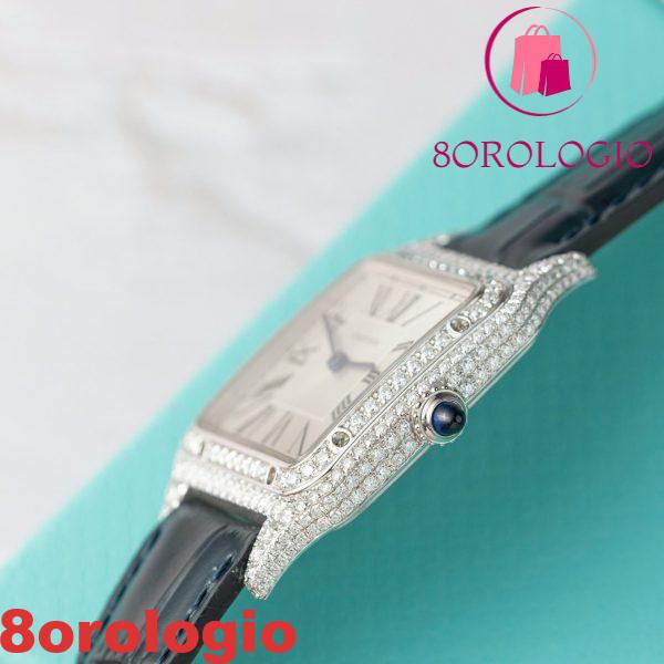 Cartier Santos Dumont Acciaio Quadrante Argento Cassa Personalizzata in Moissanite Cinturino in Pelle Replica BVF 38mm X 27.5mm Orologio - immagine 6