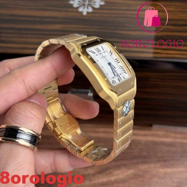 Cartier Santos WGSA0029 Oro Giallo Quadrante Bianco Modello Grande Migliore Replica BVF 39.8mm Orologio - immagine 6