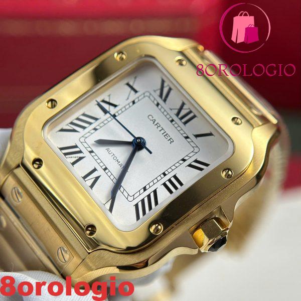 Cartier Santos WGSA0030 Oro Giallo Quadrante Bianco Modello Medio Replica BVF Migliore 35.1mm Orologio - immagine 9