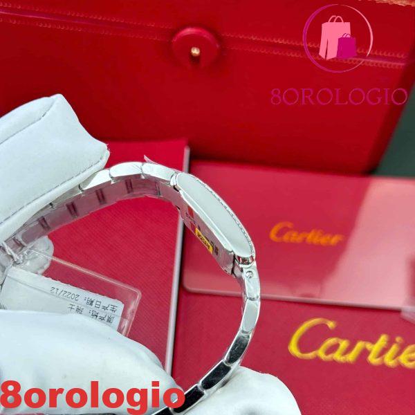 Cartier Tank Francaise W4TA0020 Modello Piccolo Quadrante Argentato Soleggiato Cornice con Diamanti Replica 25.7 x 21.2mm Orologio - immagine 6