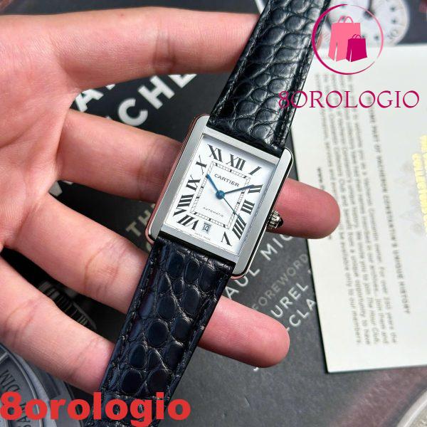 Cartier Tank Solo Extra Large Quadrante Bianco Cinturino in Pelle Miglior Replica AF 31mm X 41mm Orologio - immagine 7