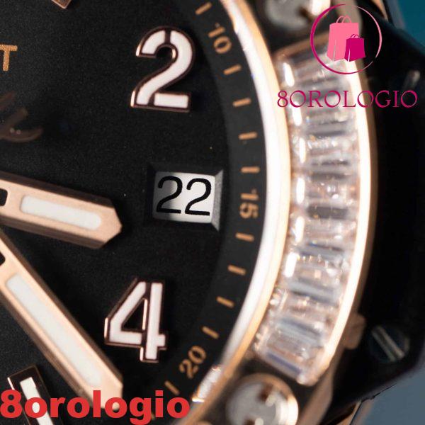 Hublot Big Bang One Click King Gold Black Pavé Baguette CZ Stone Bezel Replica 39 mm Orologio - immagine 9